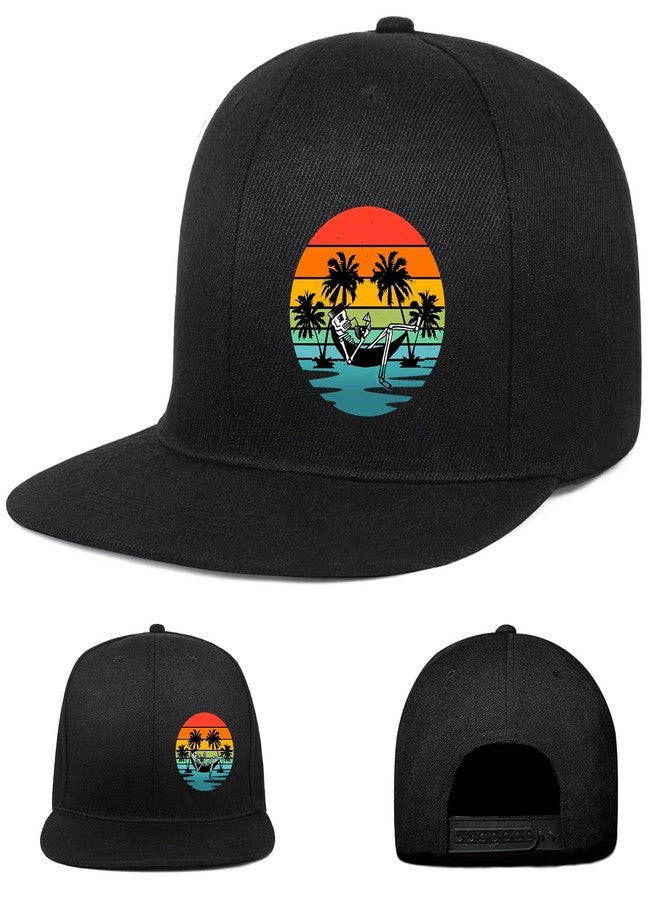 viofre Mens Hat Flat Bill Hats for Men Snapback Hats Fitted Hat for Men Black Baseball Cap for Mens Women Trucker Cap Summer Travel Outdoor Beach Workout Accessories Sun Caps Adjustable Hip Hop Cool Caps - Image 1